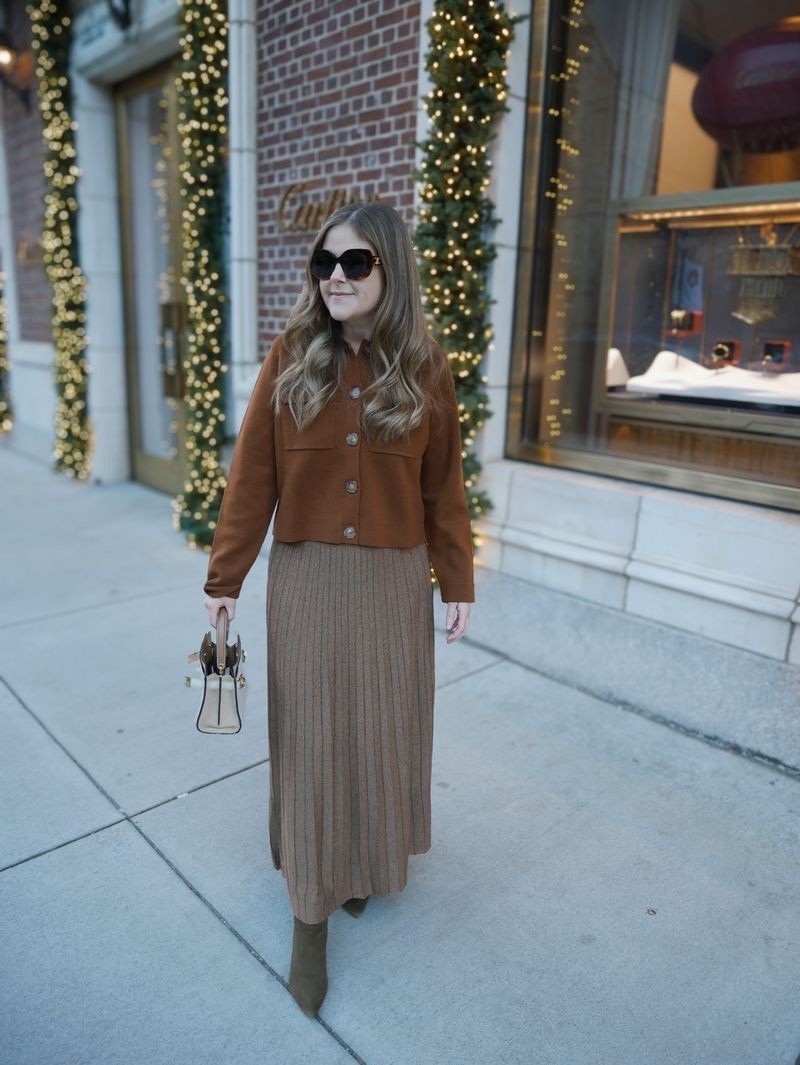 My metallic skirt is an older Sezane piece, but this one is a great similar option. I also found a few other pieces that give the same look and feel. This outfit is perfect for a work holiday party or Christmas dinner!

#LTKSeasonal #LTKootd #LTKHoliday