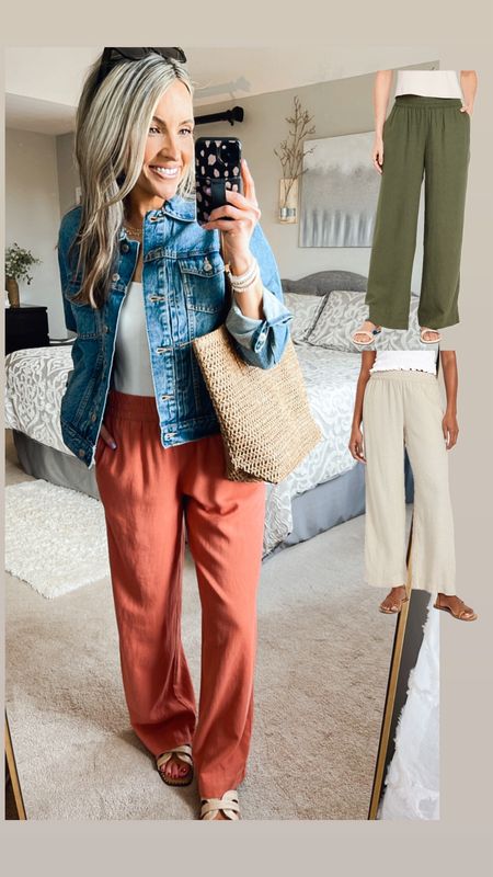 These linen pants are SO cute and have been a top seller! They are the perfect summer pants 🤗 I’m wearing my true size small. If in between, I would size down 
They come in regular, tall & petite length 

#LTKSaleAlert #LTKFindsUnder50 #LTKStyleTip