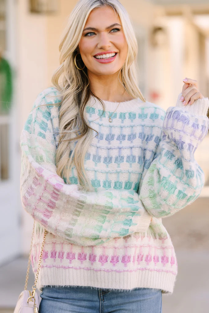 Look At You Ivory Multicolor Sweater | The Mint Julep Boutique