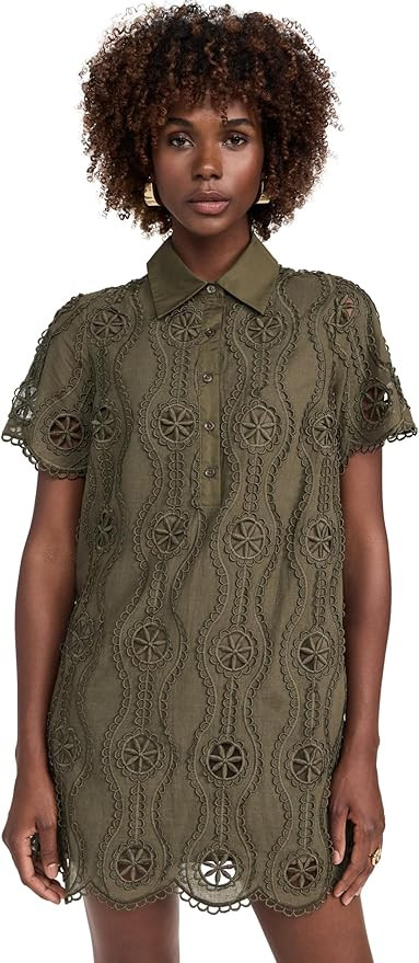 English Factory Scallop Embroidered Mini Shirt Dress | Amazon (US)