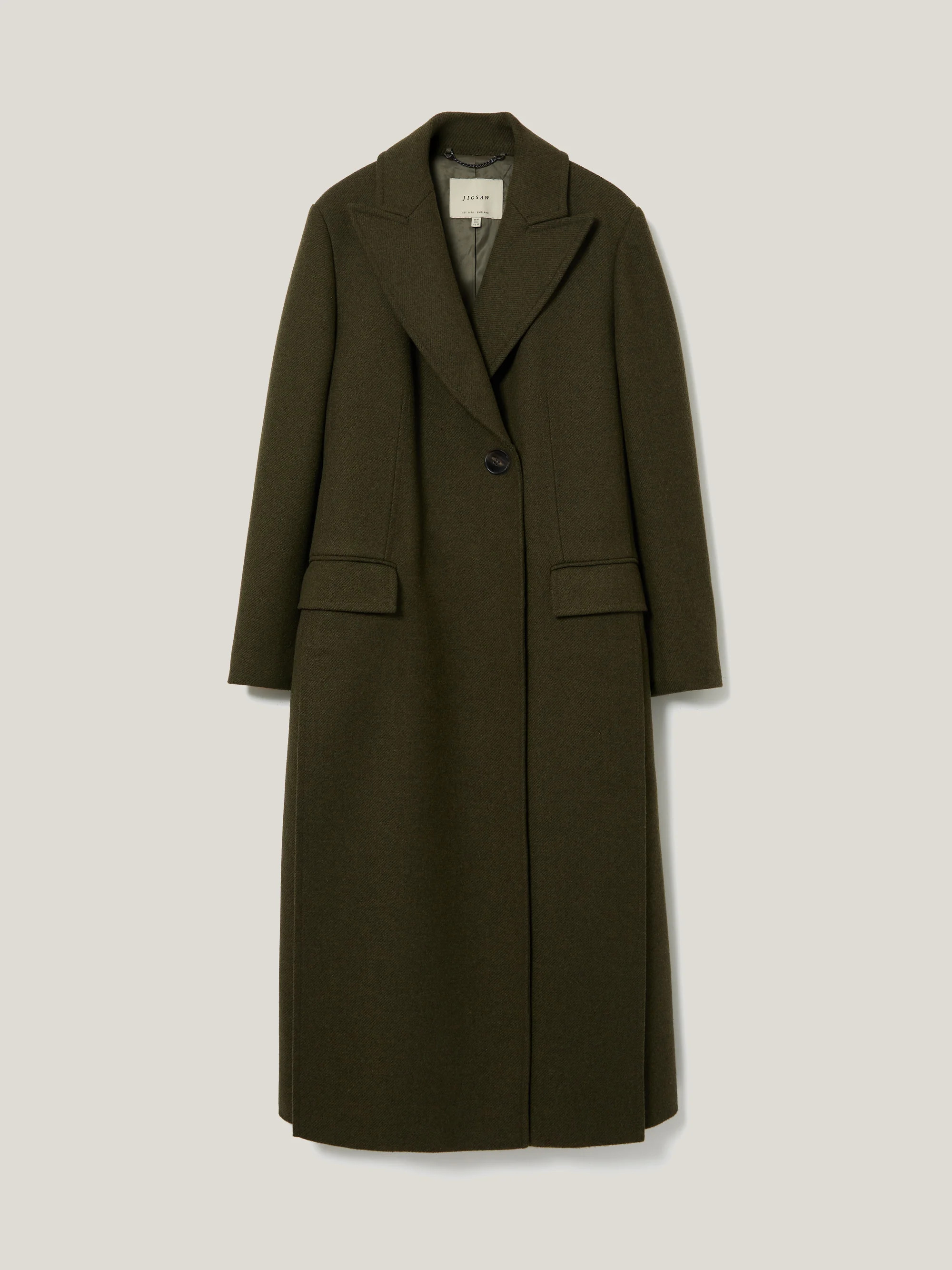 Farringdon Side Split Coat | Khaki | Jigsaw (UK)