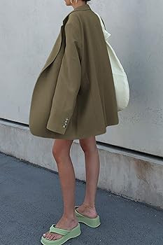 Grlasen Women Casual Elegant Long Sleeve Oversized Lapel Blazers Open Front Solid Work Office Jac... | Amazon (US)