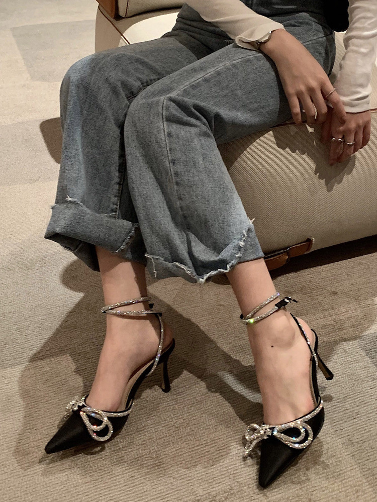 Rhinestone Bow Decor Point Toe Pumps | SHEIN