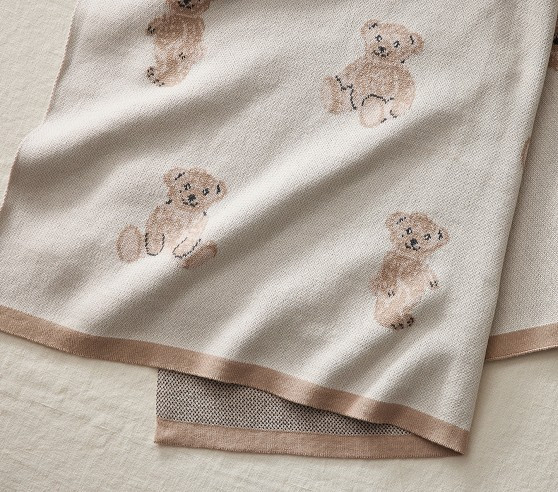 St. Jude Teddy Bear Intarsia Baby Blanket | Pottery Barn Kids
