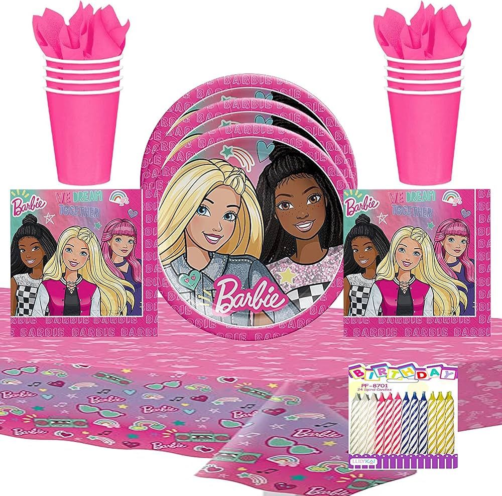 Barbie Dream Together Party Supplies Pack Serves 16: 9" Plates Luncheon Napkins Cups and Table Co... | Amazon (US)