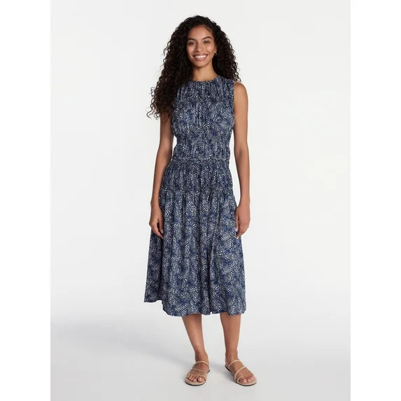 Time and Tru Women's Sleeveless Smocked Midi Dress, Sizes XS-XXXL | Walmart (US)