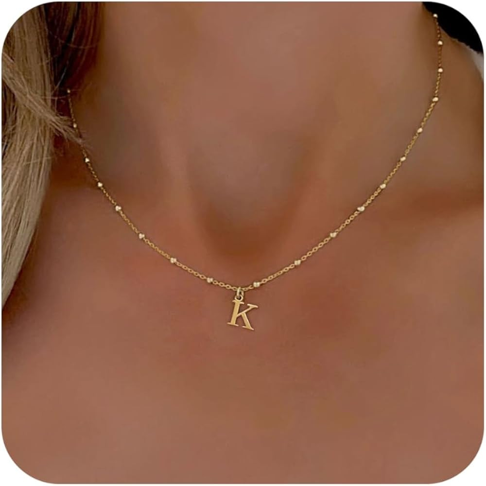Initial Necklaces for Women, Dainty A-Z Pendant Letter Charm Necklace Personalized Name Necklaces... | Amazon (US)