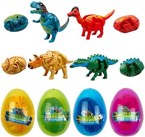 Jofan 4 Pack Jumbo Dinosaur Deformation Eggs Prefilled Plastic Easter Eggs with Toys Inside for Kids | Amazon (US)