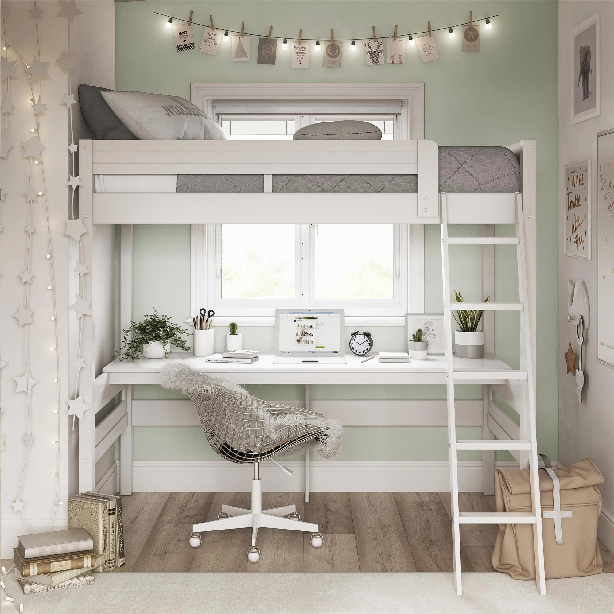 Everiz Twin Solid Wood Loft Bed with Built-in-Desk by Isabelle & Max™ | Wayfair North America