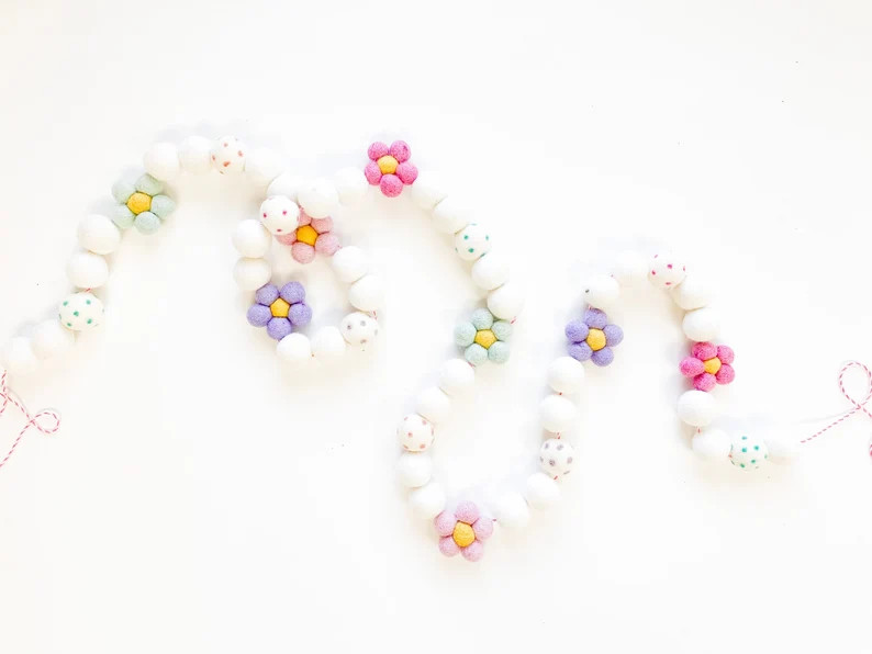 Daisy Polka Dot Felt Ball Garland Bunting Banner  READY TO | Etsy | Etsy (US)