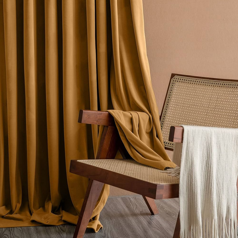 Lazzzy Velvet Blackout Curtains Thermal Insulated Curtains Room Darkening Super Soft Luxury Curta... | Amazon (US)