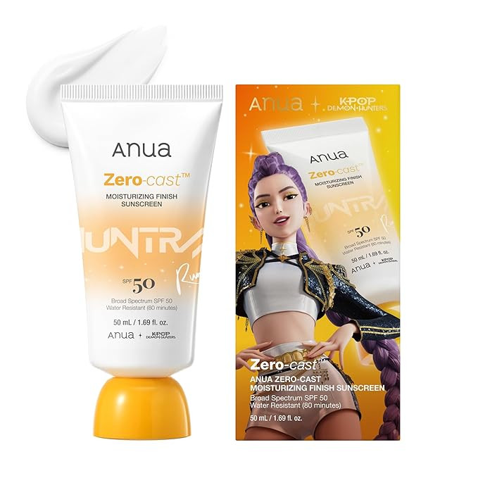 Anua, Zero-Cast Moisturizing Sunscreen SPF 50, Glow Natural Sunscreen for face, No White Cast, Hy... | Amazon (US)