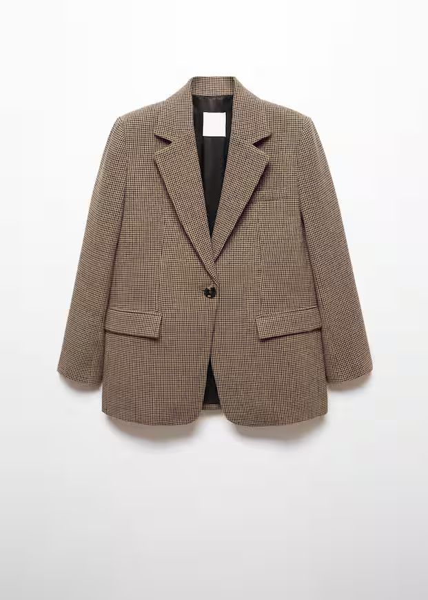 Lapels houndstooth suit blazer -  Women | Mango United Kingdom | MANGO (UK)