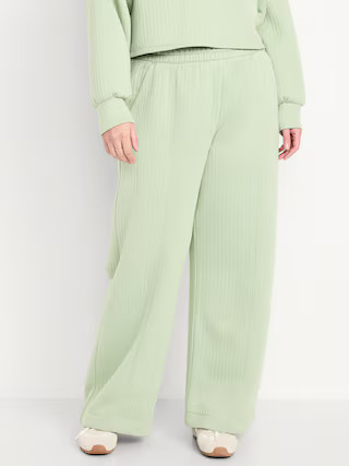 High-Waisted Bounce Fleece Quilted Wide-Leg Sweatpants | Old Navy (US)