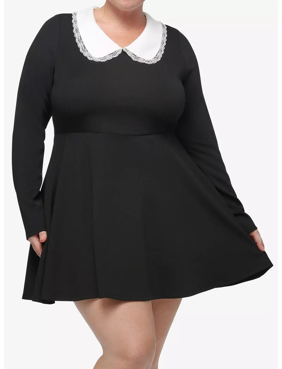 Cosmic Aura Black Peter Pan Collar Long-Sleeve Dress Plus Size | Hot Topic | Hot Topic