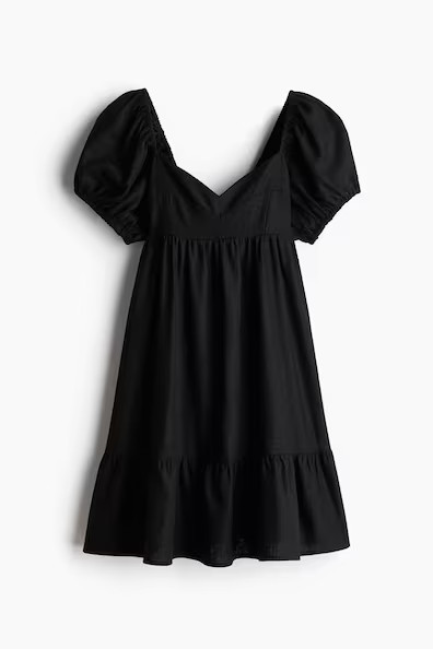 H & M - Puff-Sleeved Dress - Black | H&M (US + CA)