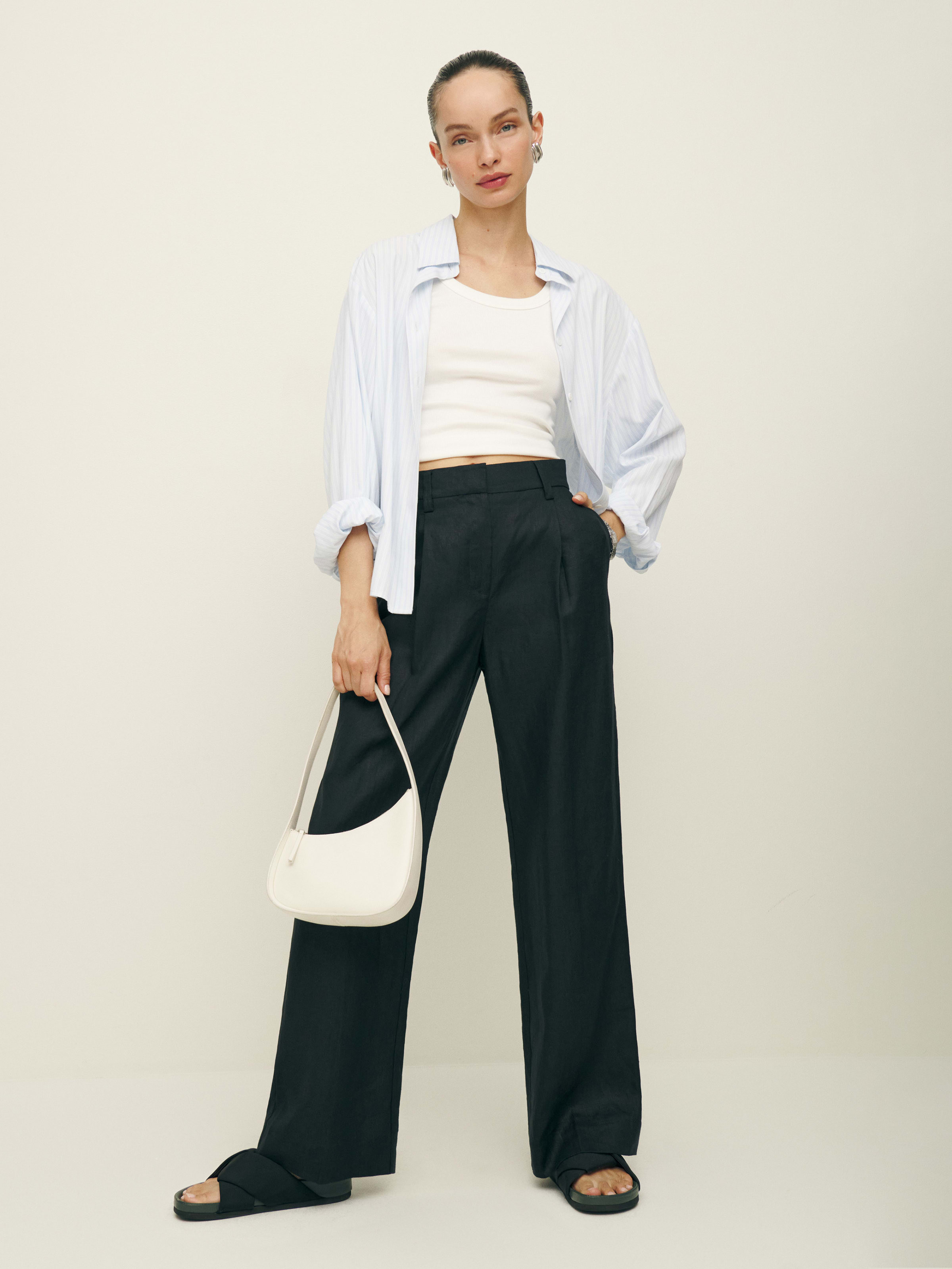 Alex Cropped Linen Pant | Reformation (Global)