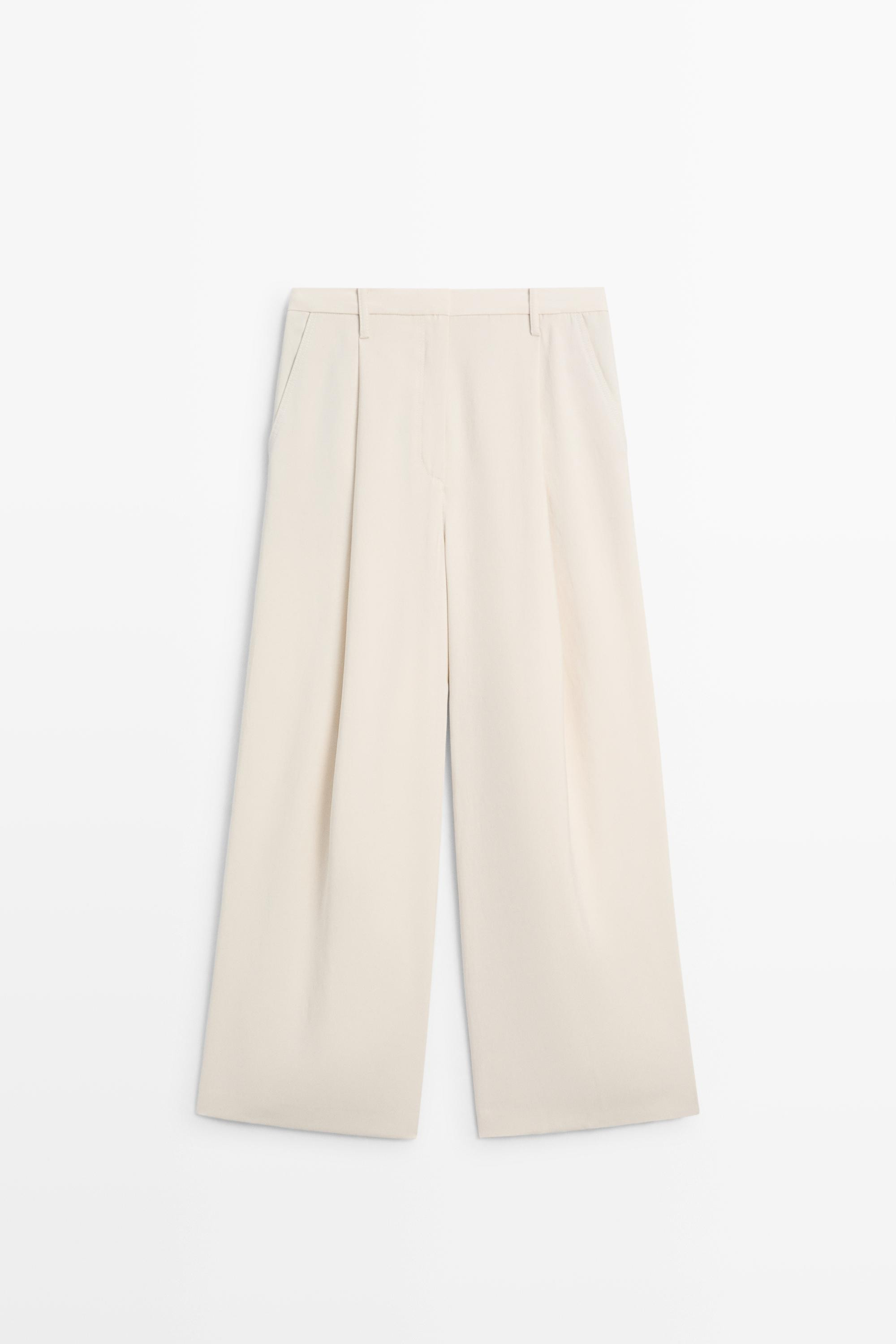 Flowing cropped wide-leg pants | Massimo Dutti US