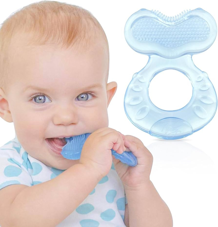 Nuby Silicone Teethe-EEZ Teether with Bristles, Includes Hygienic Case, Blue | Amazon (US)