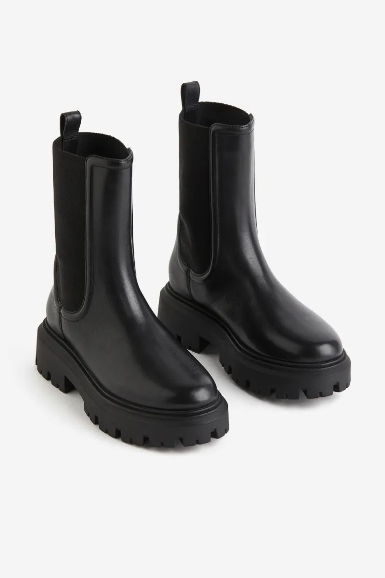 Leather Chelsea Boots - Black - Ladies | H&M US | H&M (US + CA)