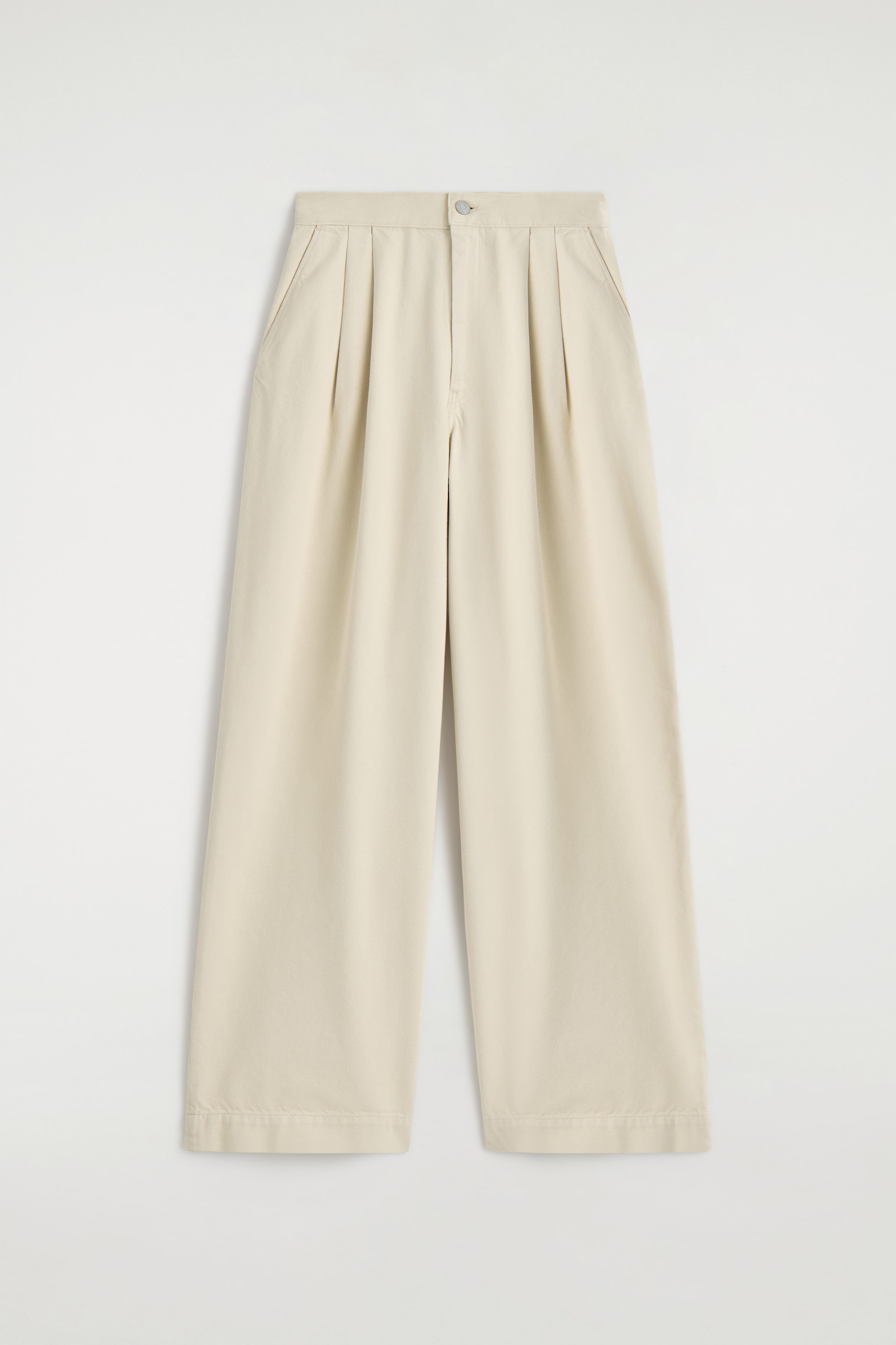 PLEATED WIDE-LEG DENIM PANTS - CREAM | COS US | COS (US)