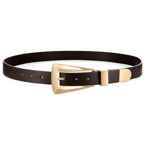 Women's Leather Belts for Jeans Pants Fashion Leather Waist Belt Ladies Dress Belts with Gold/Silver Buckle | Amazon (US)