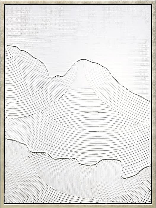 Empire Art Direct Mountain Serenity Heavily Textured Hand Painted White Framed Canvas Wall Art, R... | Amazon (US)