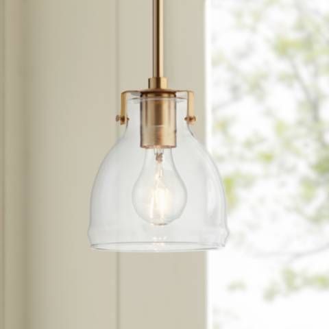Possini Euro Bellis 6 1/2" Wide Soft Gold and Clear Glass Mini Pendant - #497E0 | Lamps Plus | Lamps Plus