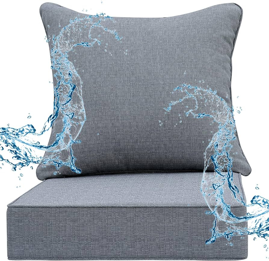 Deep Seat Patio Cushions Set 22 x 22 Inch,Olefin Fabric Outdoor Seat Cushion,Patio Furniture Cush... | Amazon (US)