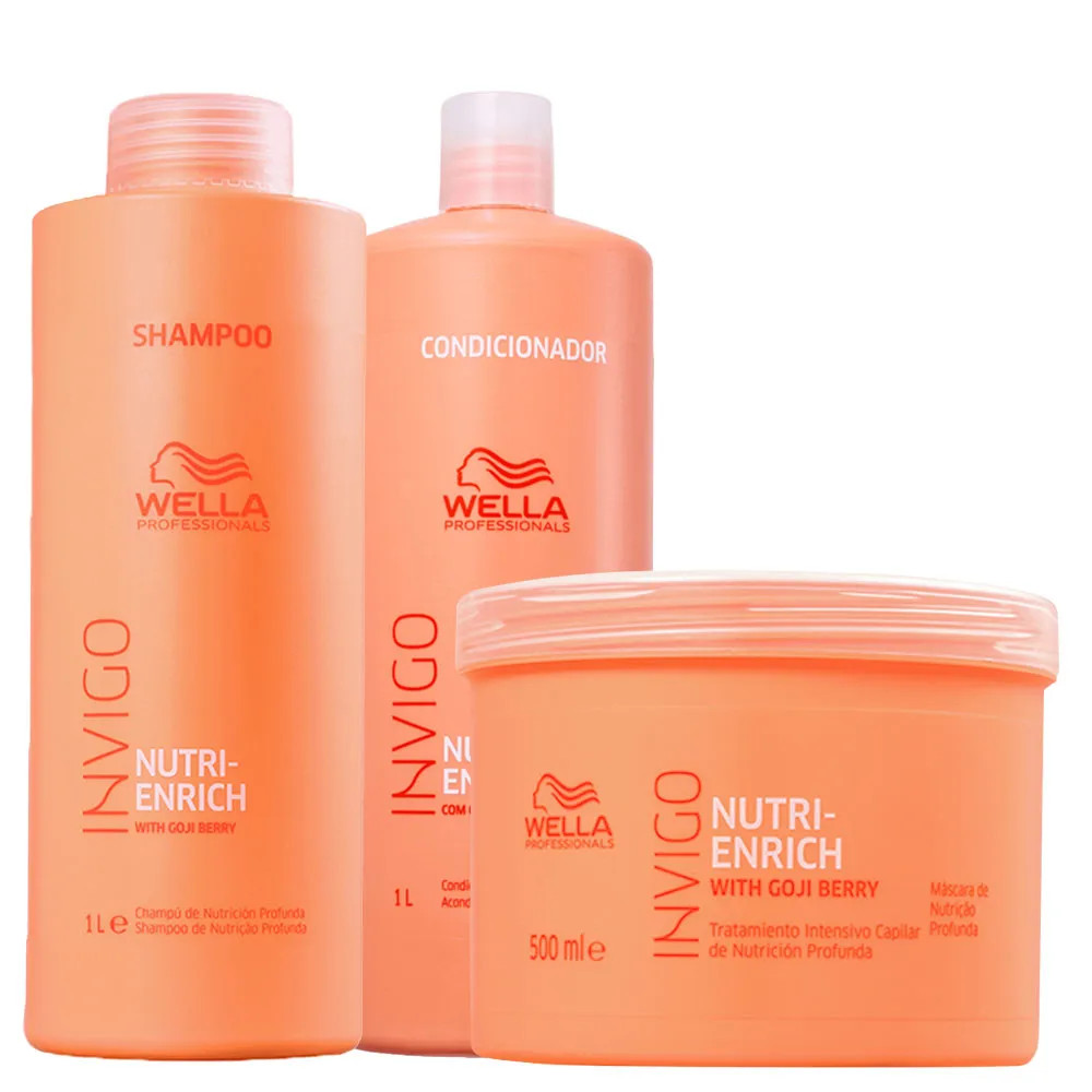 Kit Wella Professionals Invigo Nutri Enrich - Shampoo 1000 ml + Condicionador 1000 ml + Máscara ... | Amobeleza (BR)
