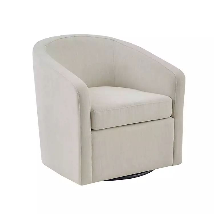 Ivory Upholstered Low Back Swivel Accent Chair | Kirkland's Home