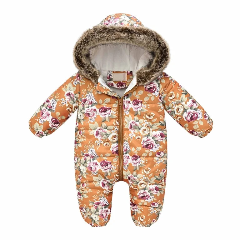 Winter Coats for Kids with Hoods Infant Thick Warm Puffer Romper Toddler Thicken Zipper Hooies Ju... | Walmart (US)