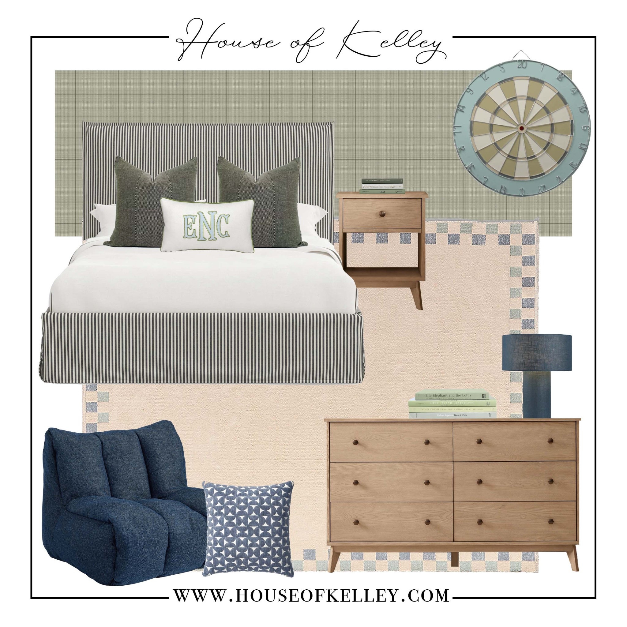 Big boy bedroom, tween boy bedroom, teen bedroom, teen boy area rug, wood dresser, wood nightstand, pbteen, pottery barn teen, navy lamp, blue bean bag chair, blue dart board, upholstered bed, kids bedroom furniture, green wallpaper, plaid wallpaper, monogrammed pillow, boy throw pillow, Target throw pillows, blue area rug, boy rug, bedroom makeover  

#LTKFamily #LTKKids #LTKHome