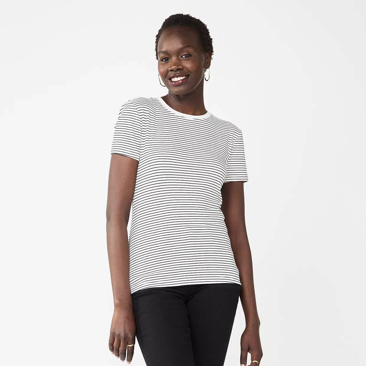 Women's Nine West Fitted Ribbed Crewneck Top | Kohl's