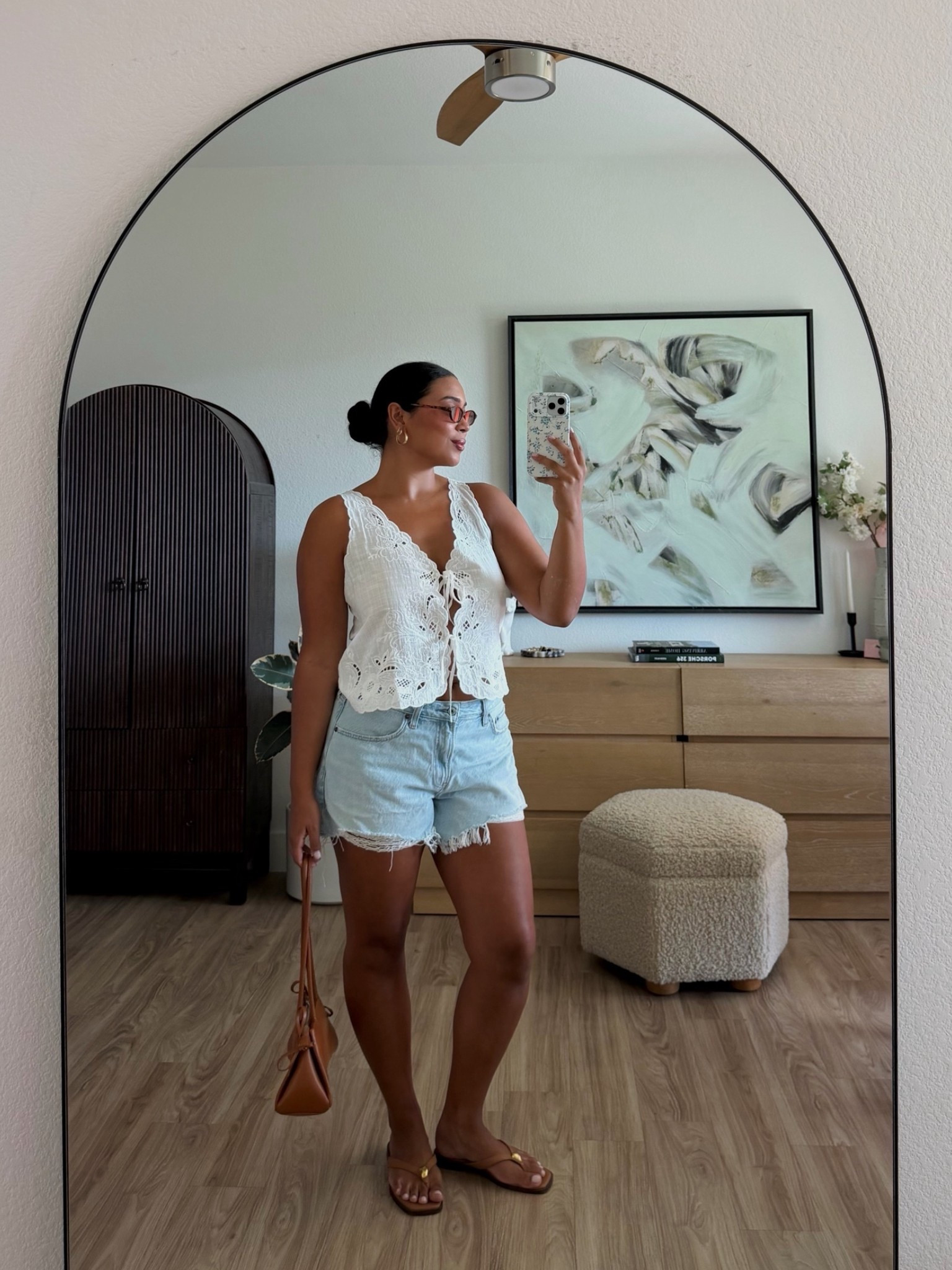 casual summer outfit🤍 top is grey bandit (love the eyelet detail, runs true to size/ wearing a L) & shorts are one of faves from Abercrombie, curve love denim specifically!! (Runs true to size, wearing a US 30)

#LTKootd #LTKMidsize #LTKSeasonal