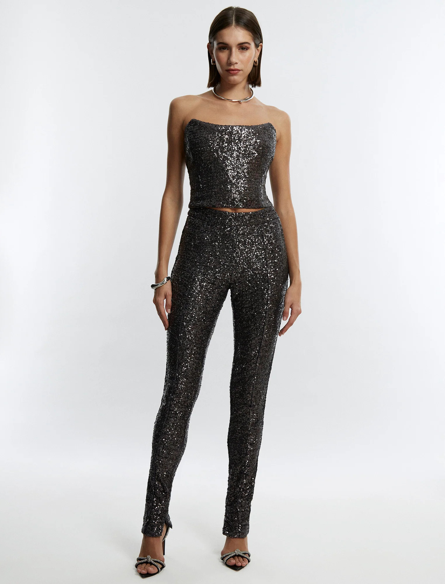 Slit Hem Sequin Pant | Bottoms | BCBGMAXAZRIA | BCBG Max Azria 