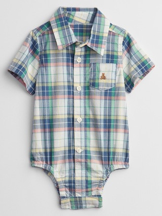 Baby Plaid Poplin Bodysuit | Gap Factory