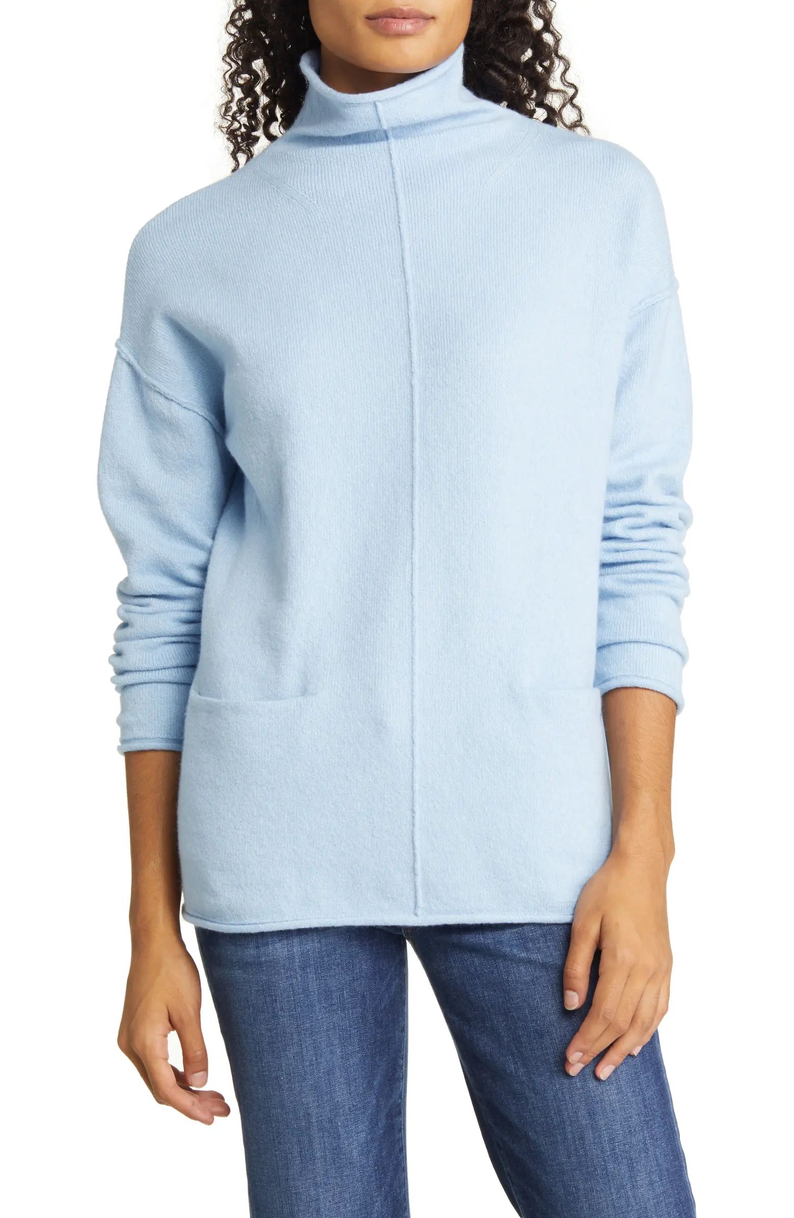 Pocket Funnel Neck Cotton Blend Sweater | Nordstrom