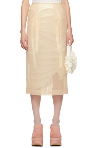 Beige Pencil Midi Skirt | SSENSE