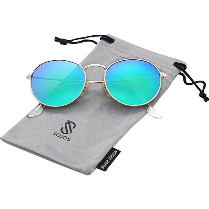 SOJOS Small Round Polarized Sunglasses Mirrored Lens Unisex Glasses SJ1014 3447 | Amazon (US)