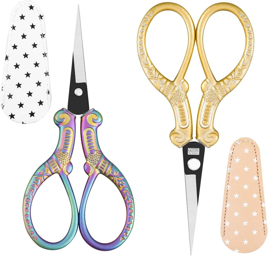 Premium Small Craft Scissors with Beautiful Decos - Comfortable Handles and Sharp Tips for Croche... | Amazon (US)