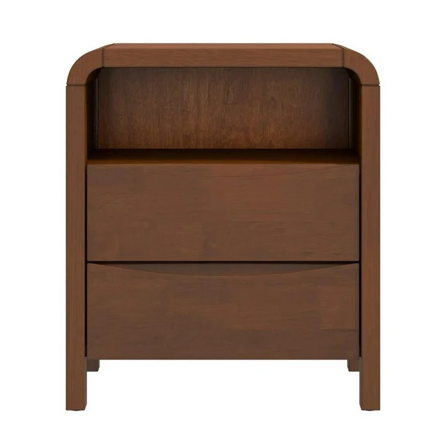 Arton Mid Century Solid Wood Walnut Nightstand Bed Side Tables with 2 Drawers | Walmart (US)