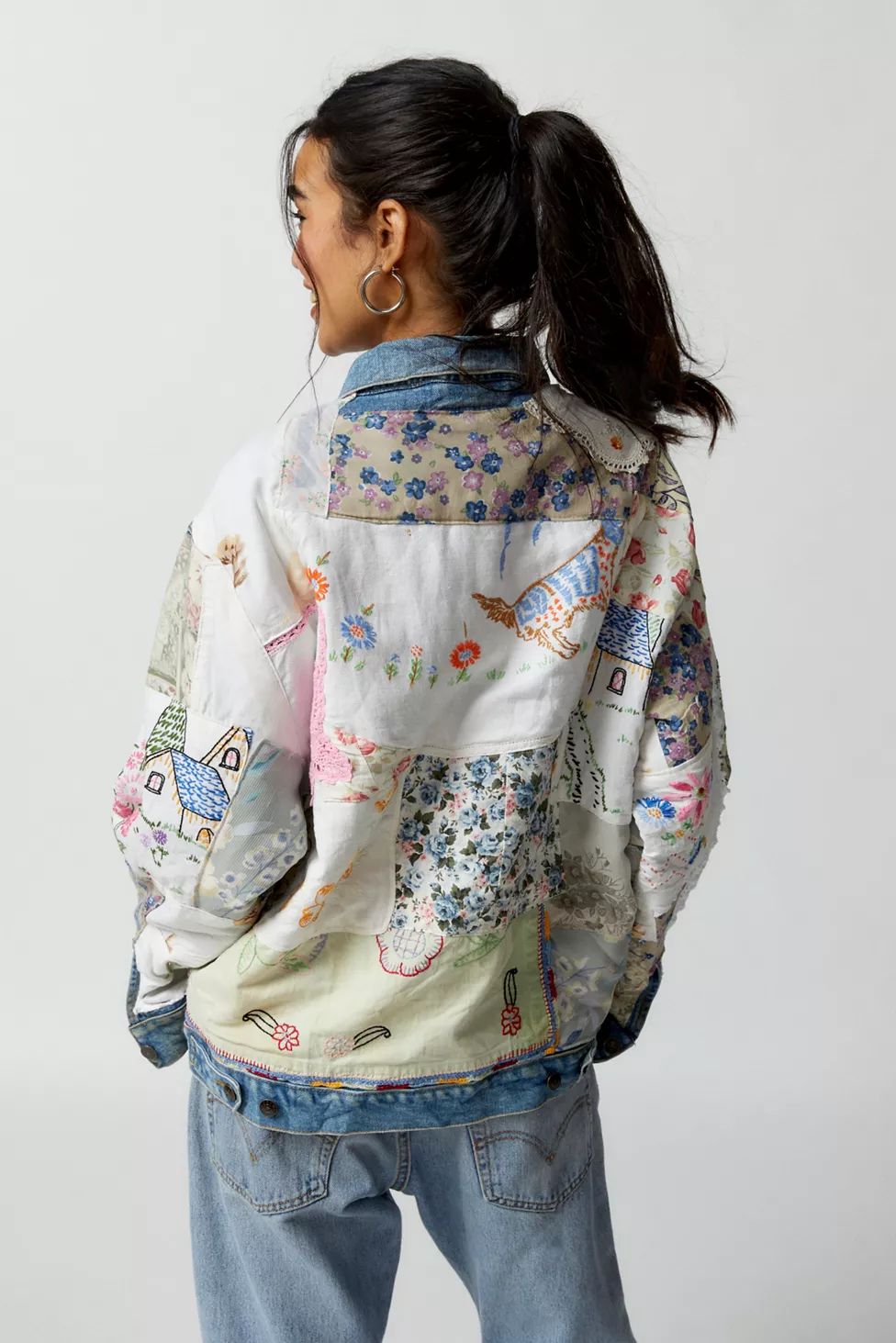 Urban Renewal Remade Embroidered Patch Denim Jacket | Urban Outfitters (US and RoW)
