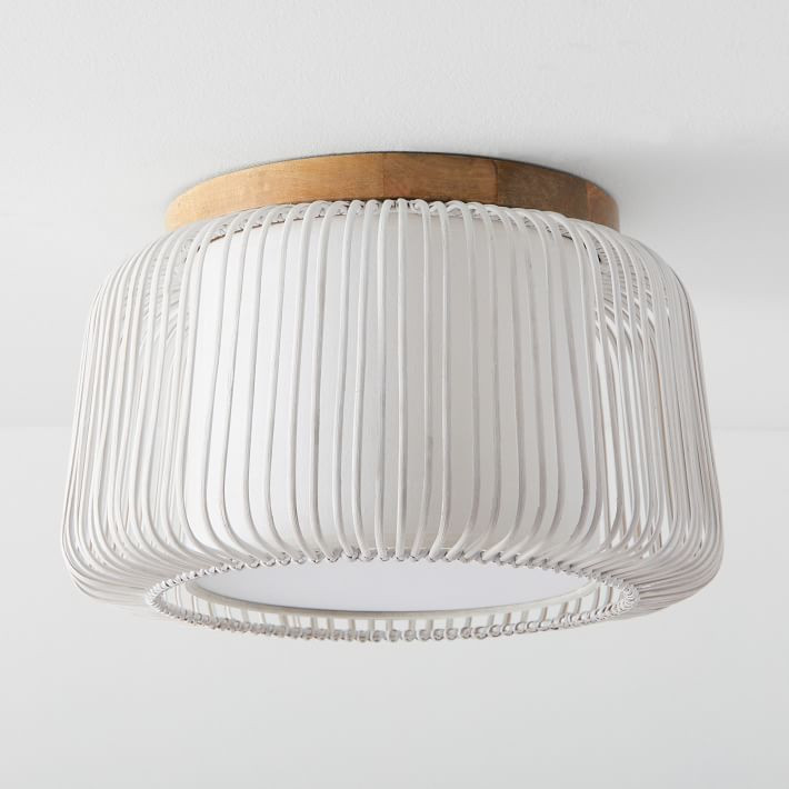 White Rattan Flush Mount | Pottery Barn Teen