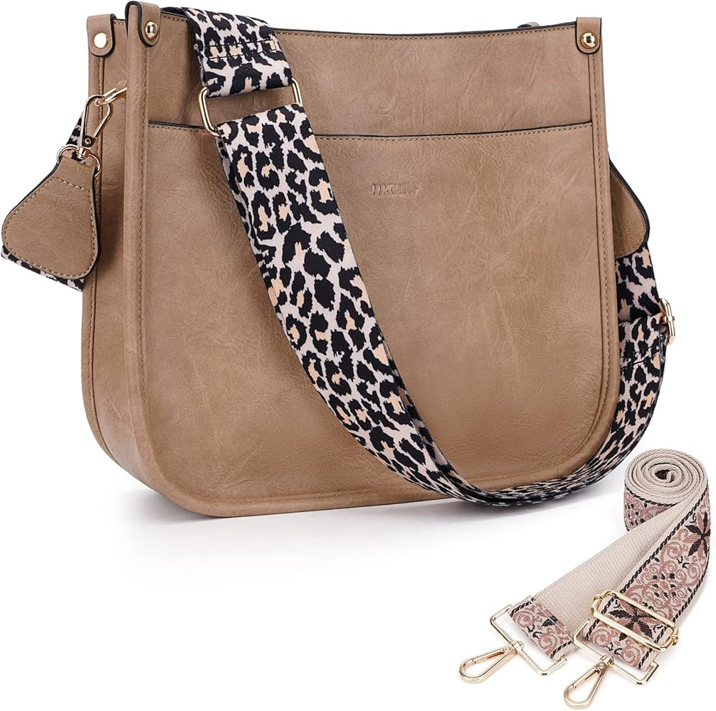 HKCLUF Crossbody Bags for Women Trendy Vegan Leather Hobo Handbags With 2PCS Adjustable Guitar St... | Amazon (US)