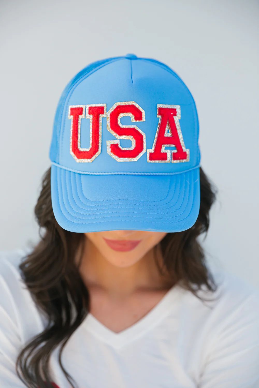 MISS USA BLUE TRUCKER HAT | Judith March
