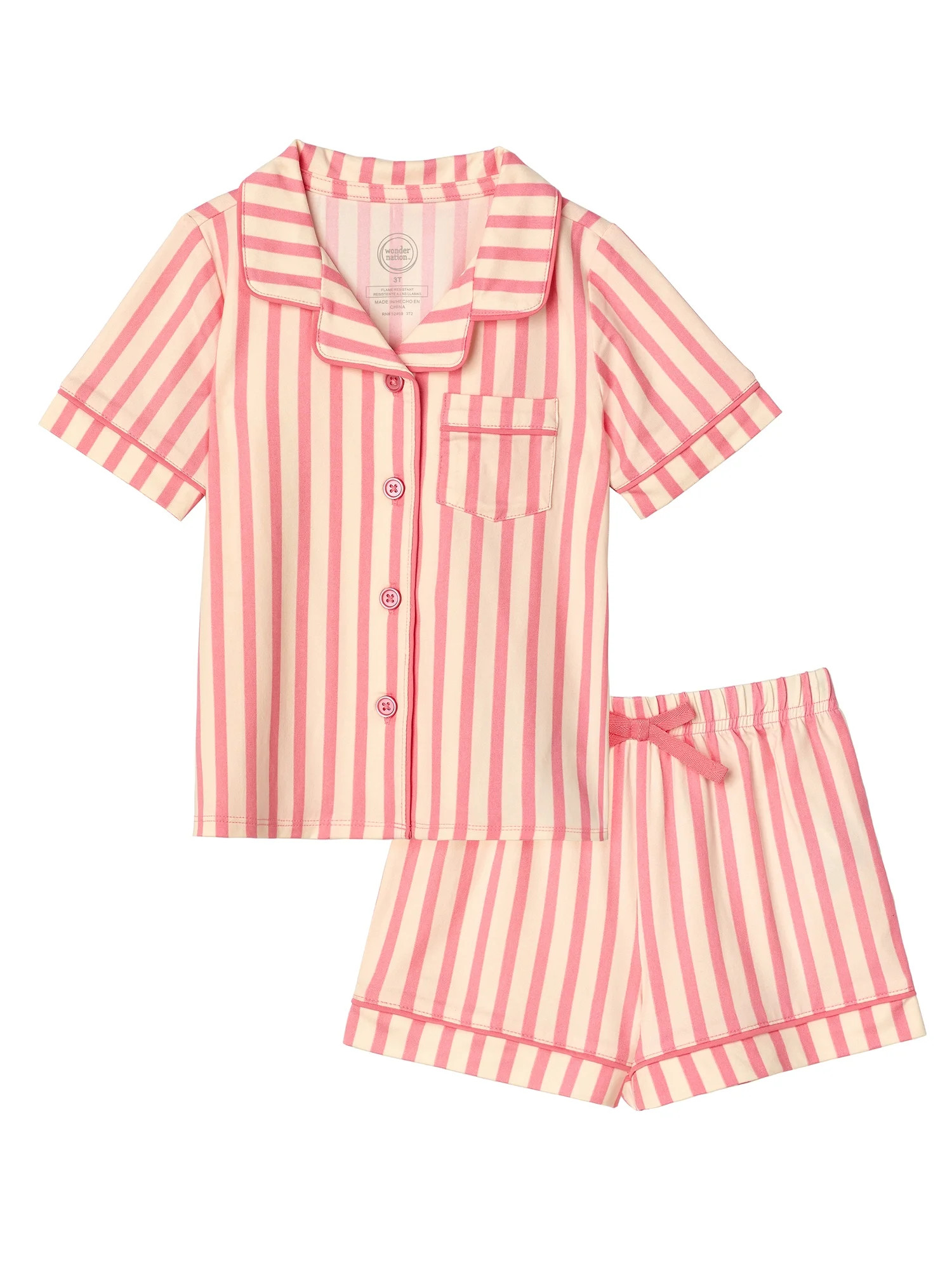 Wonder Nation Toddler Girl Pajama Set, 2-Piece, Sizes 2T-5T | Walmart (US)