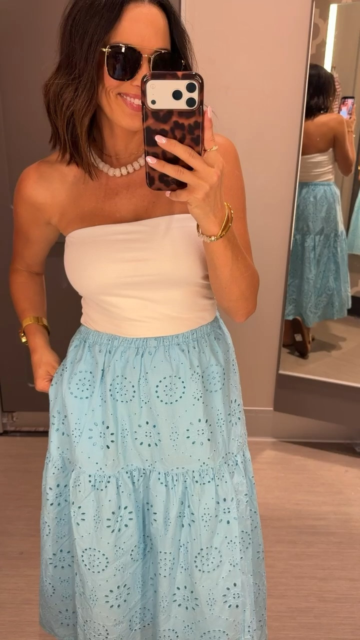 the prettiest target skirt for summer 🩵 paired it with a simple tube top and i’m obsessed. wearing the skirt in an XS! #targetstyle #targetfinds #summeroutfit #affordablefashion #targetfashion #ootd #summerstyle #everydayoutfit