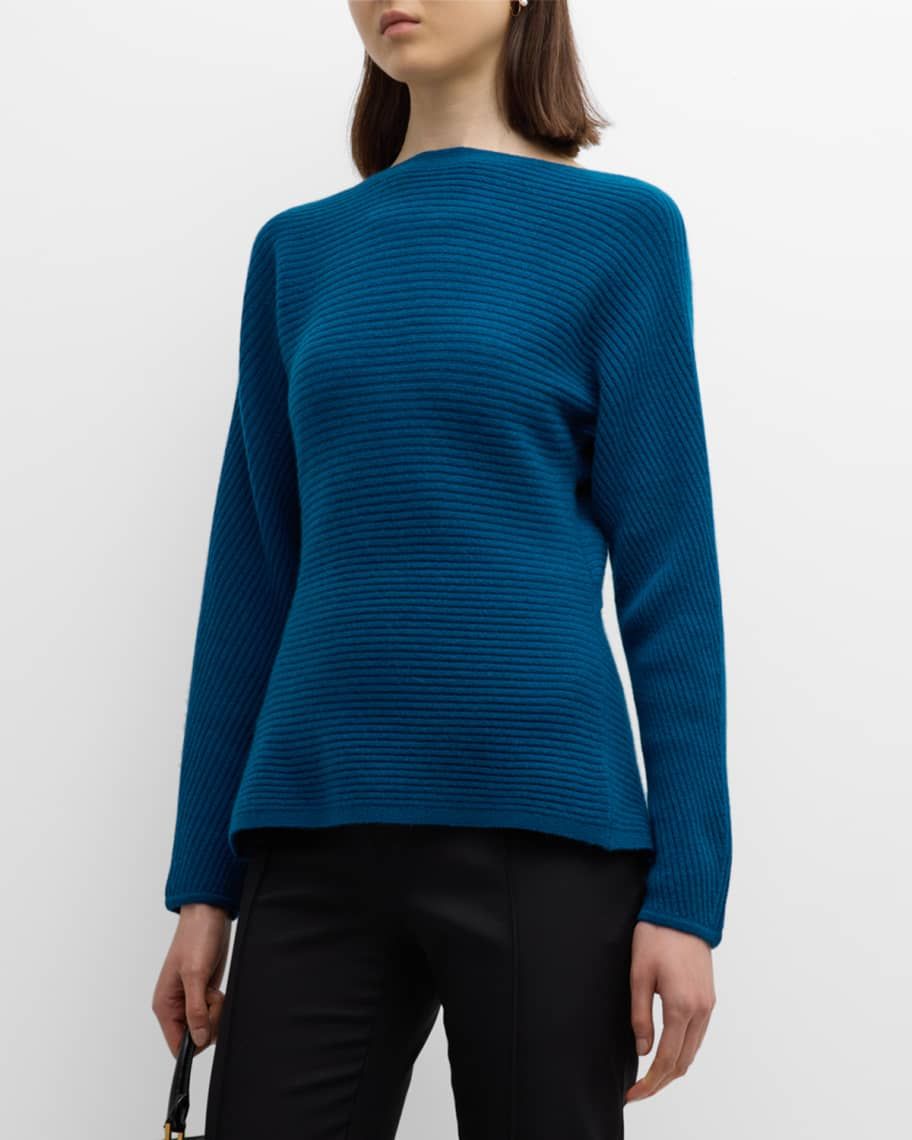 Neiman Marcus Cashmere Collection Cashmere Ribbed Tie-Back Tunic Sweater | Neiman Marcus