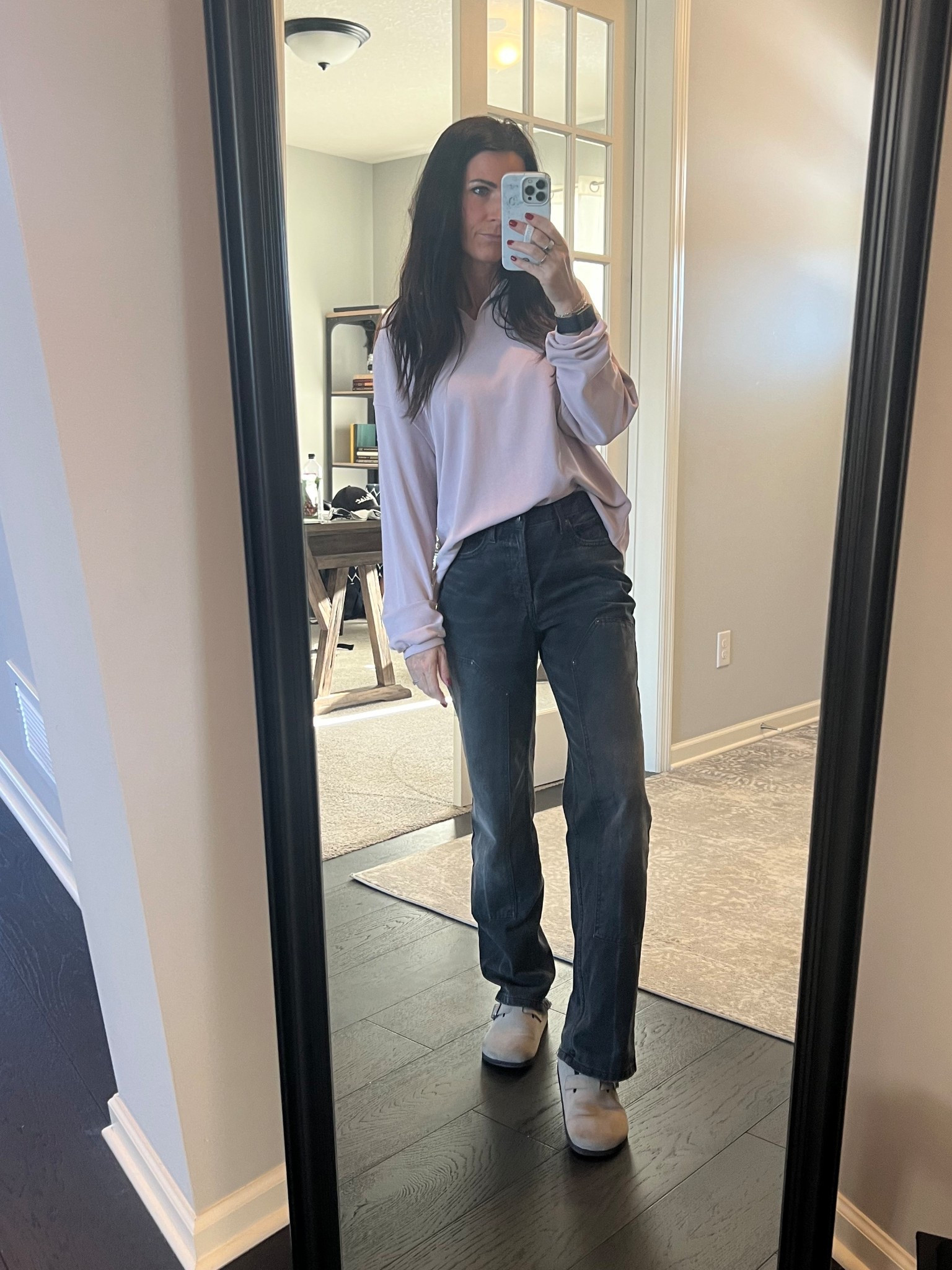 Well it’s back to feeling like 3 degrees outside, so I’m definitely covering every inch! These straight leg jeans and heavy and warm and this Lulu top is so versatile. I love it with leggings but it works just as well with denim. Added my fav Target mules so I could wear warm socks, too. 🥶 

#LTKSaleAlert #LTKOver40 #LTKootd